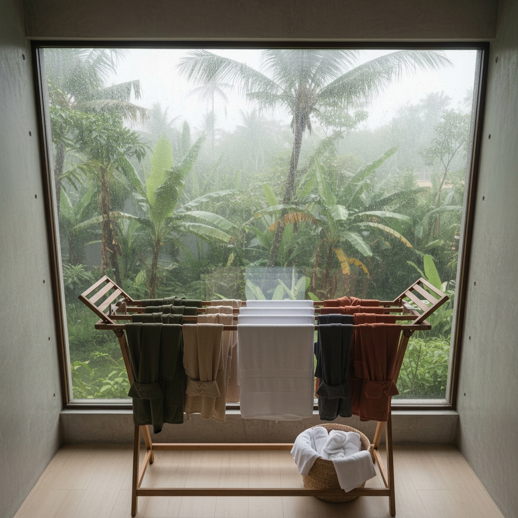 best eco friendly way to dry clothes in Canggu rainy season - CleanFold Eco Laundry Bali