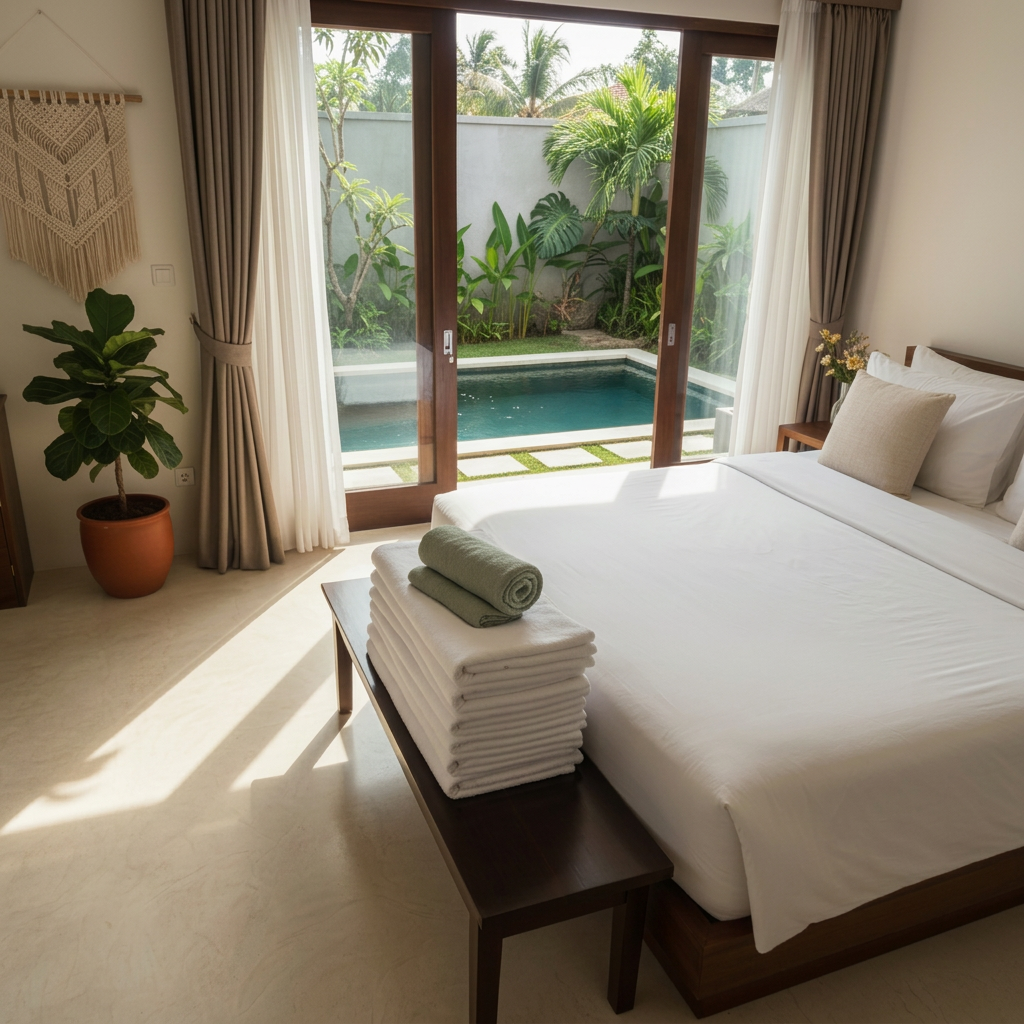 hospitality laundry outsourcing for green certified villas in Umalas Bali - CleanFold Eco Laundry Bali